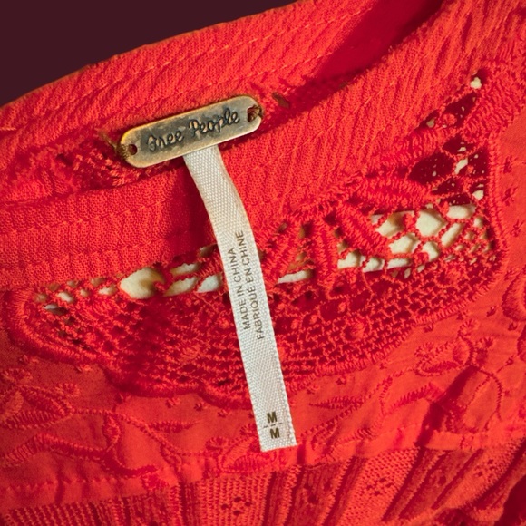 Free People Once Upon A Time Boho Knit Crochet Bell Sleeve Top - Picture 4 of 5